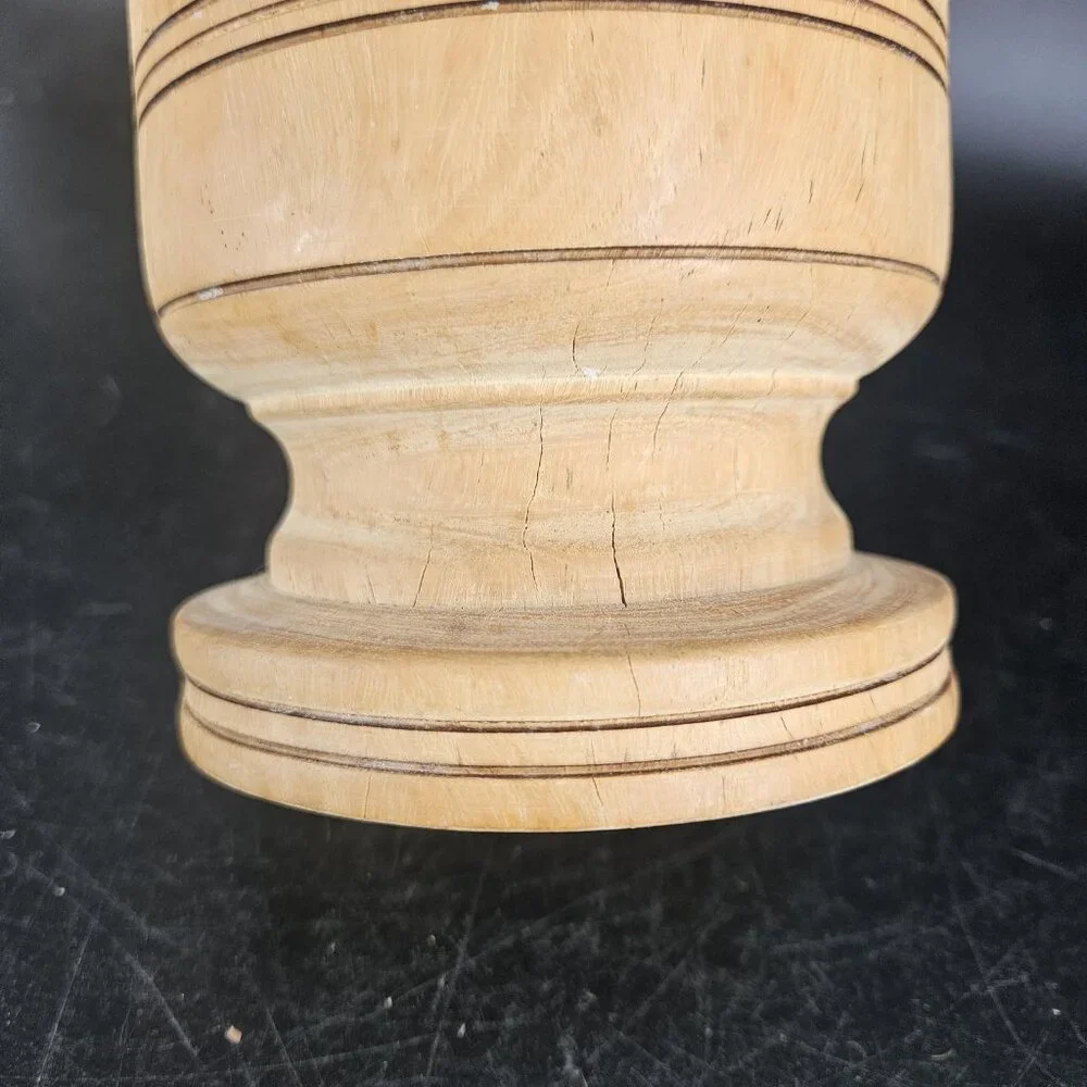 Hand Turned Wood Pedestal Vase Planter Goblet Rustic Boho Farmhouse Decor Home